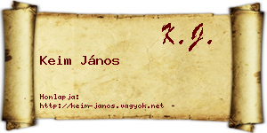Keim János névjegykártya